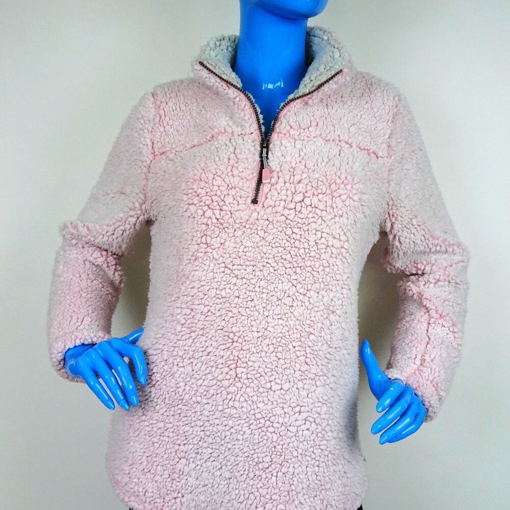 Green Tea Womens Pink Sherpa Fleece ¼ Zip Sweatershirt Pullover Jacket S 4 6